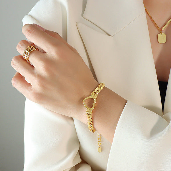 Bracelet titane plaqué or hip-hop