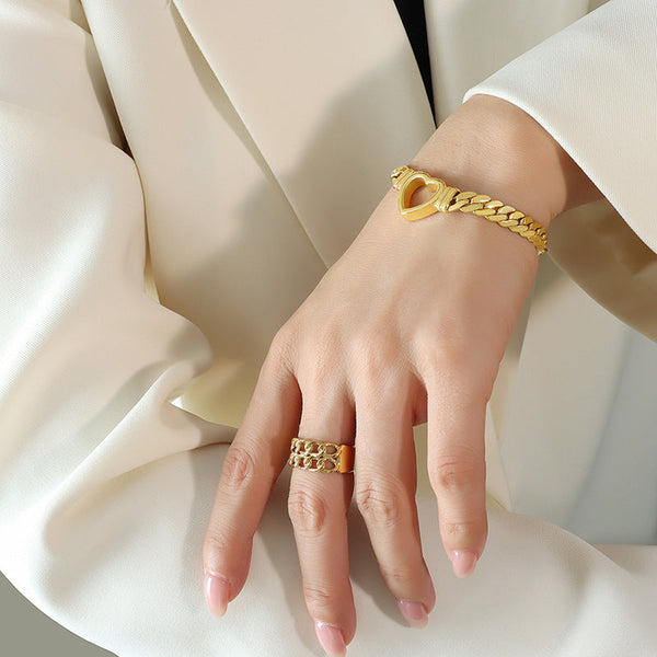 Bracelet titane plaqué or hip-hop